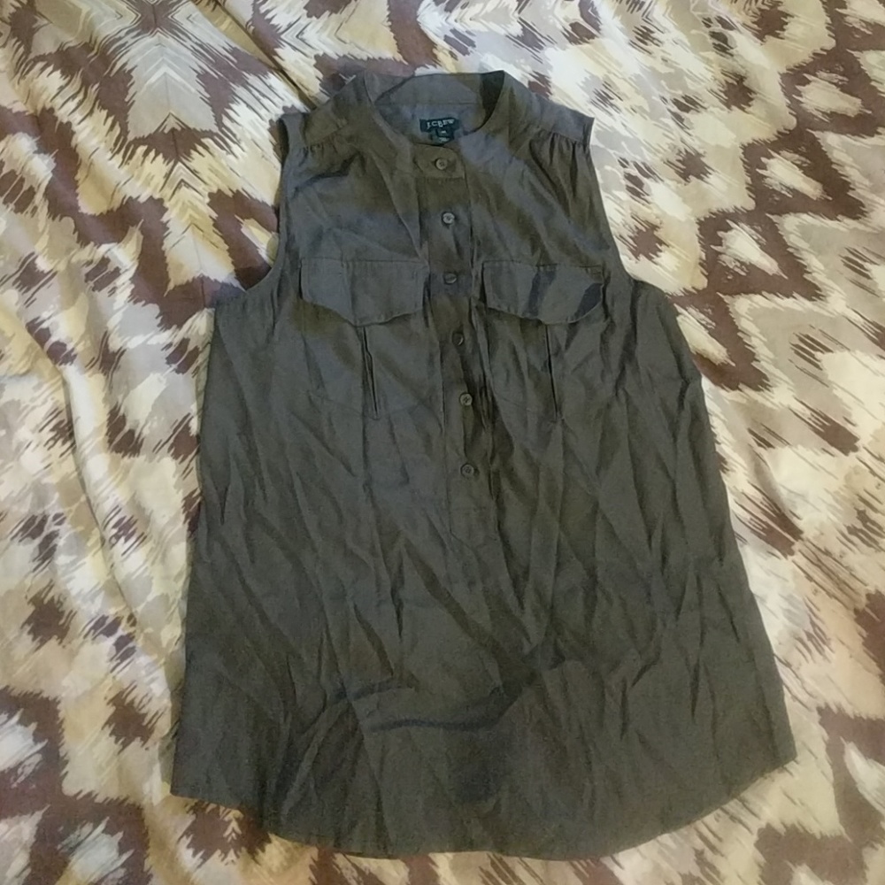 JCrew button down sleeveless top